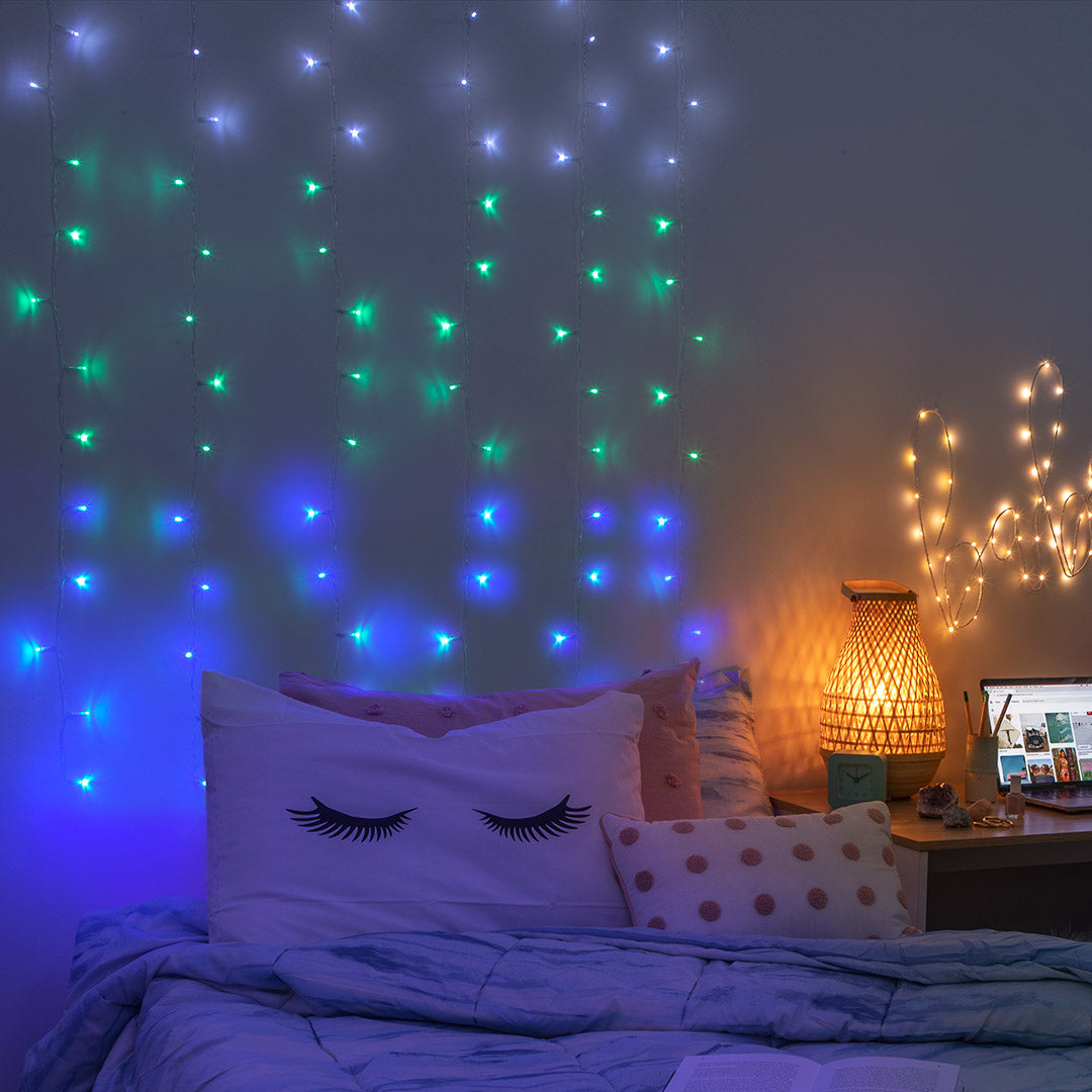 Mint Ombre LED Cascading Curtain Lights