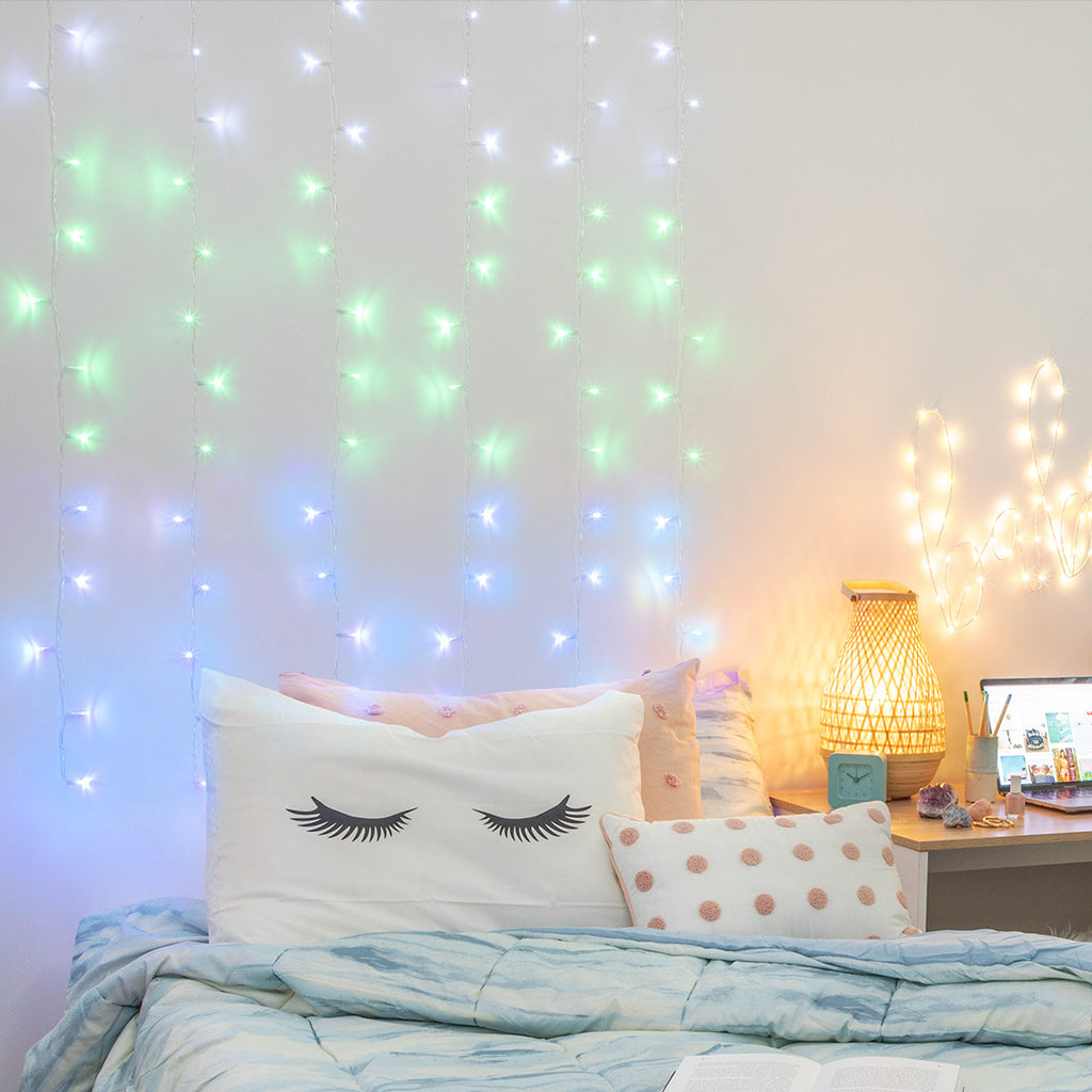 Mint Ombre LED Cascading Curtain Lights