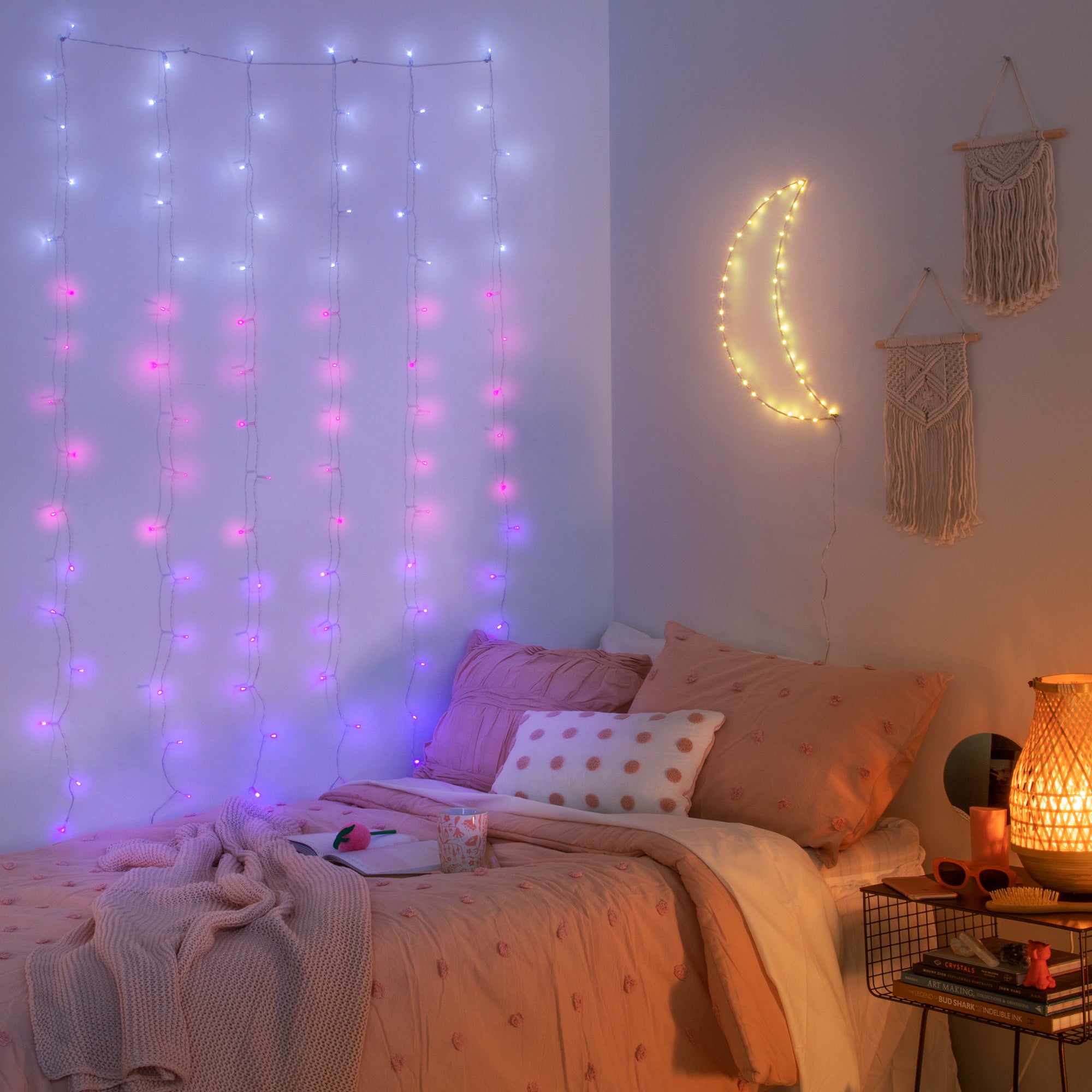 Pink & Purple Ombre Cascading Curtain Lights