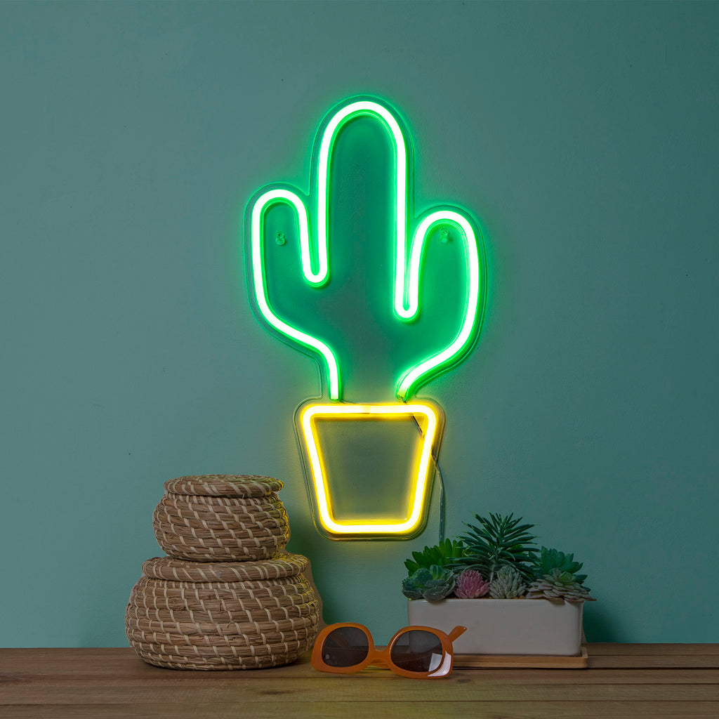 Potted Cactus LED Neon Wall Sign