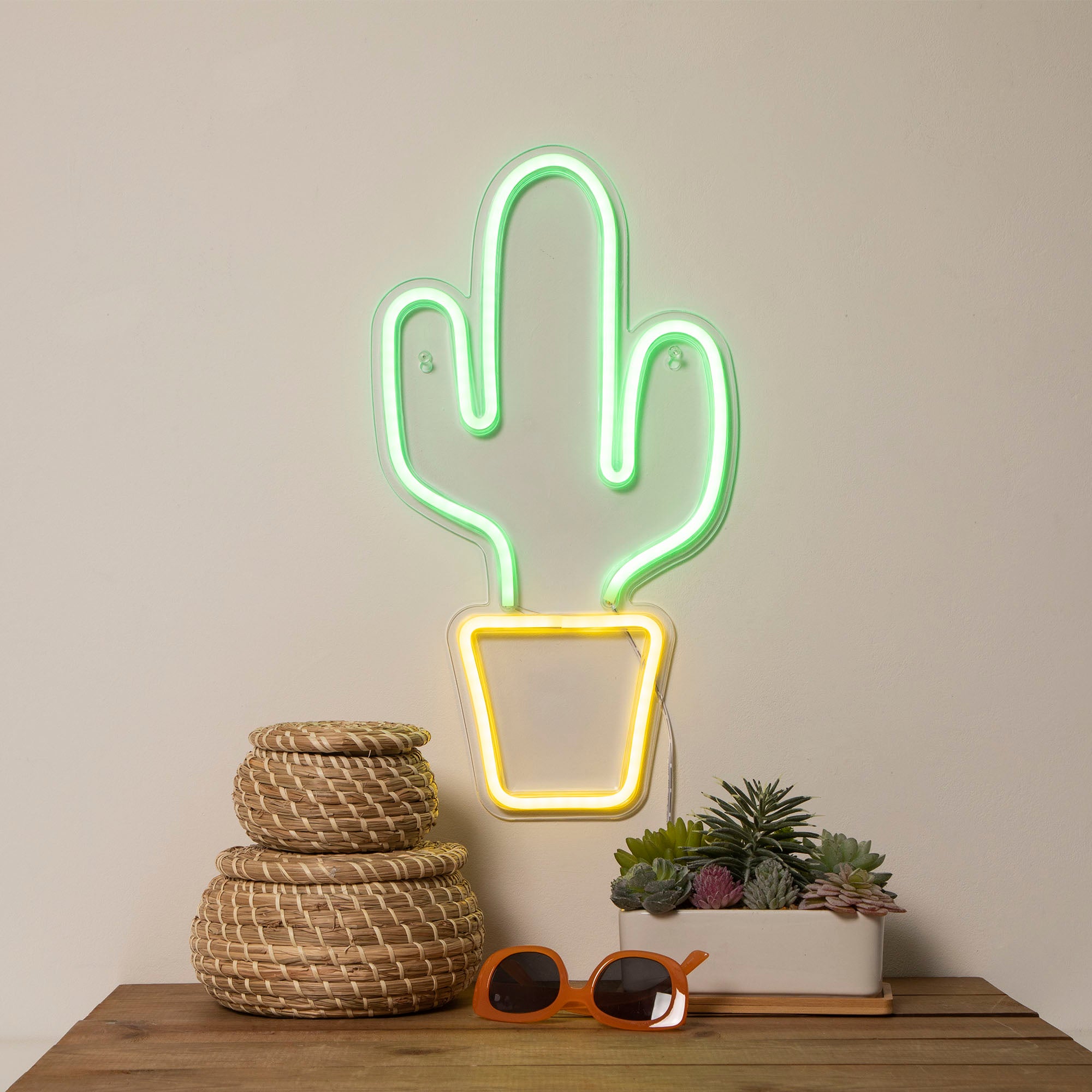 Potted Cactus LED Neon Wall Sign